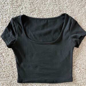 Black Scoop Neck Crop Top